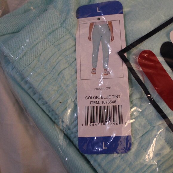 NWT FILA Womens French Terry Drawstring Jogger Blue Tint Size L - Picture 2 of 3